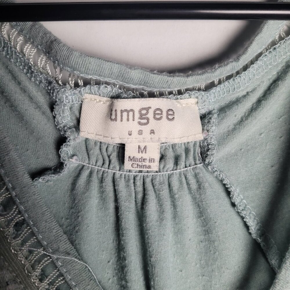 Umgee Tunic Top Size M Lace Keyhole Frayed Hem Sleeveless Cut Out - Picture 2 of 3